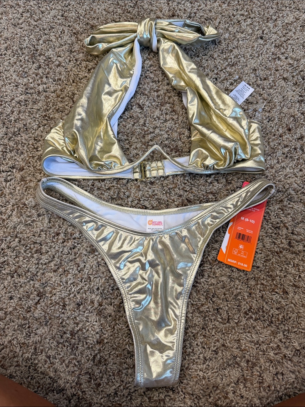 OP Gold Halter Crisscross Bikini Set - Picture 2 of 5